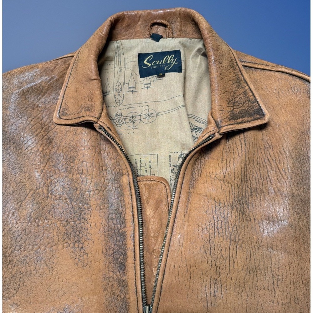 Vintage Scully Leather Jacket Mens Large Patina Bomber Aviator Flight 46 *READ